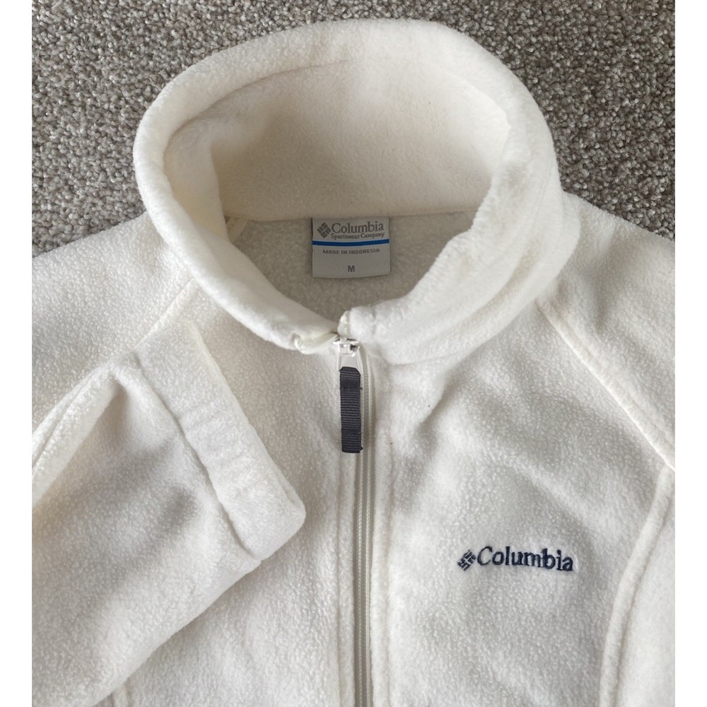 Columbia Womens M White Fleece Sherpa Jacket Polyester Warm Winter School Preppy
